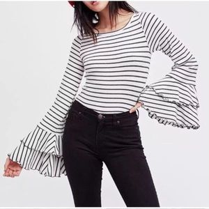 Free People striped bell sleeve top